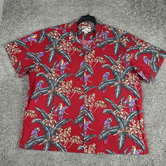 Paradise Found Other - VINTAGE Paradise Found Shirt Mens 4XL Red Magnum PI Jungle Made In Hawaii 80s